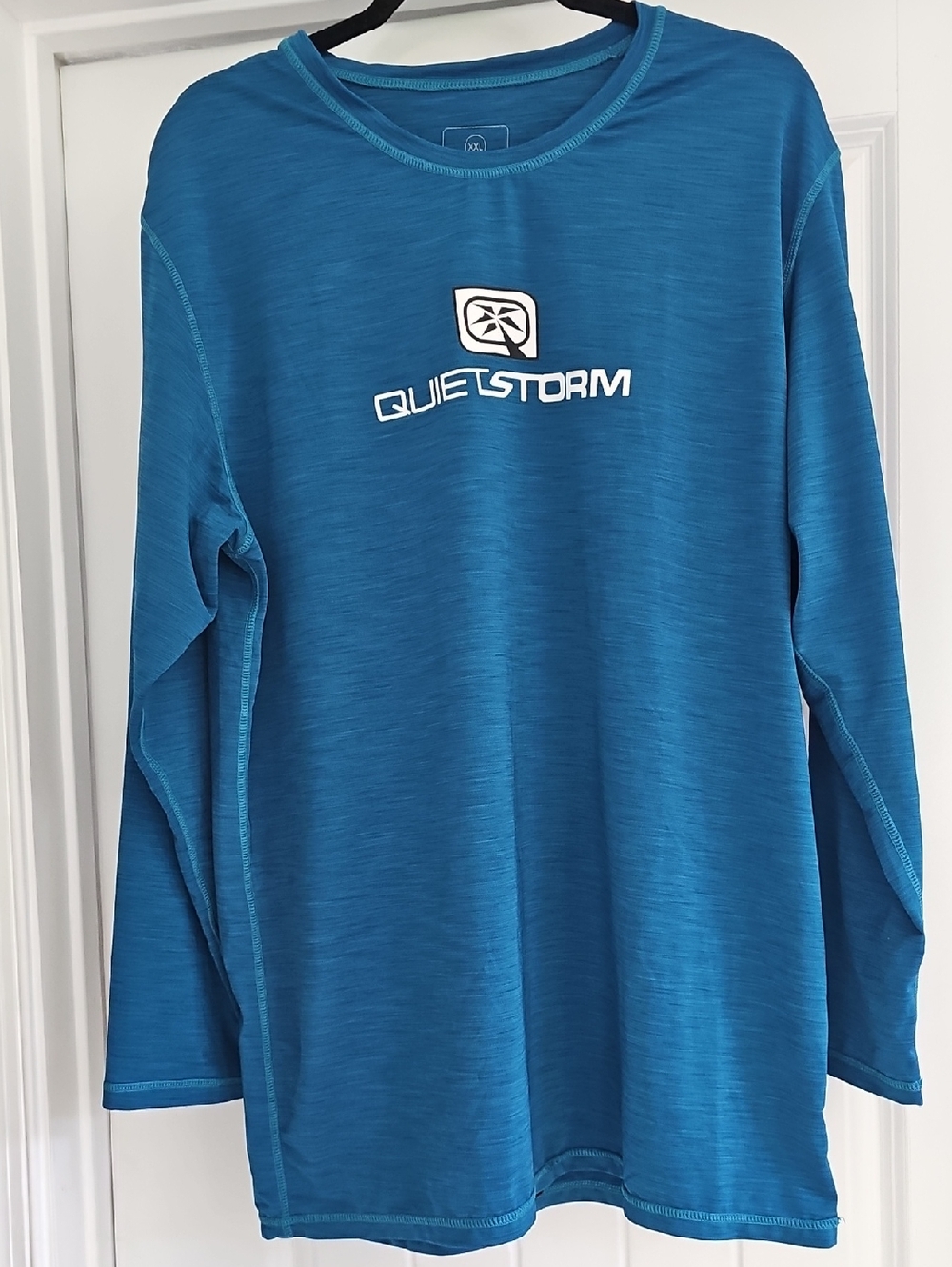 UPF 50 QuietStorm Blue Long Sleeve Mens Crewneck Shirt UVA/UVB Protection, XXL